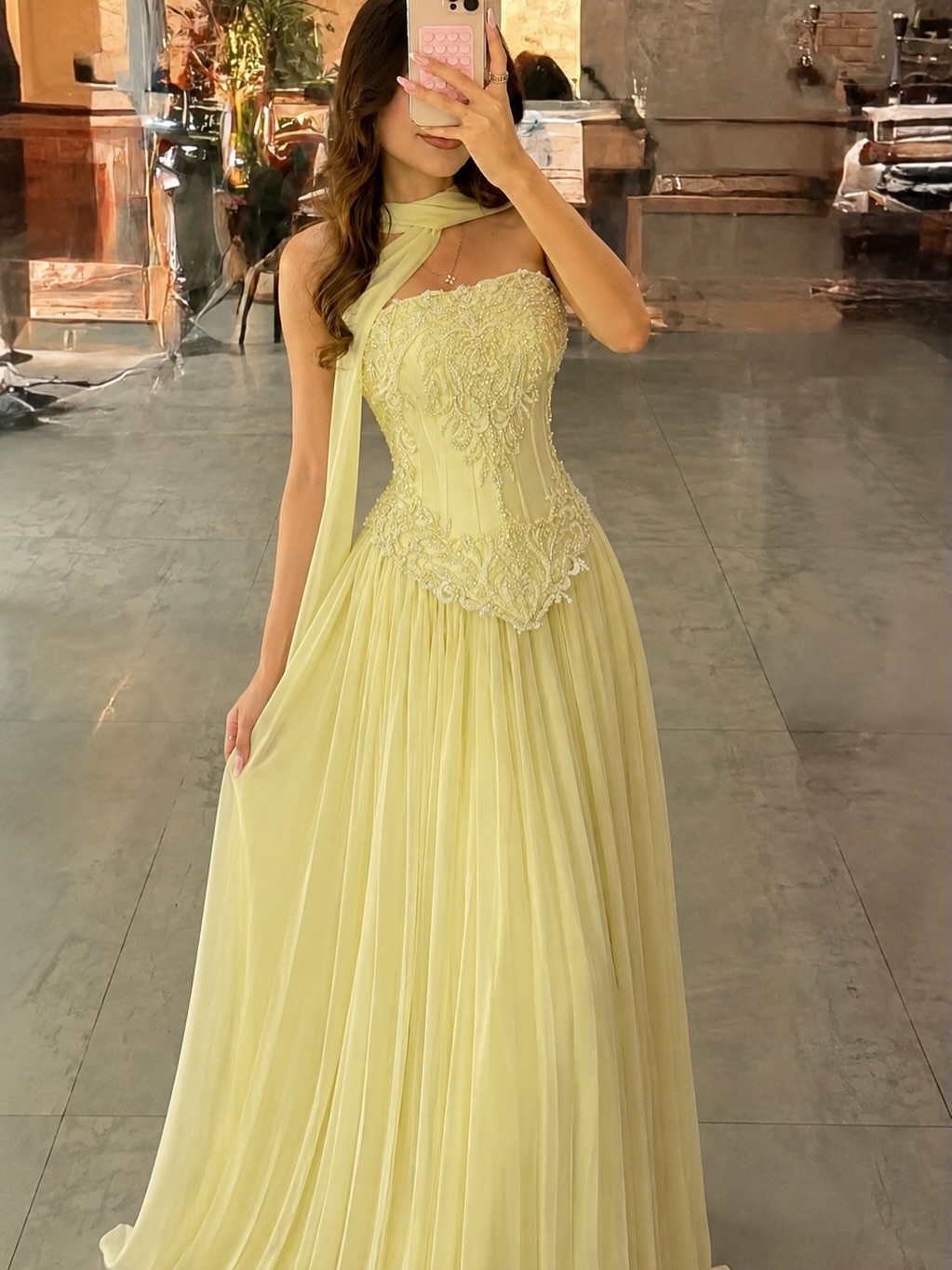 Customized Sexy Yellow Lace Co - огляд і ціна Embroidery Yellow Dress