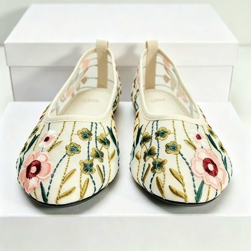 Round Toe Mesh Ballet Flats Sh - огляд і ціна Embroidery Meaning